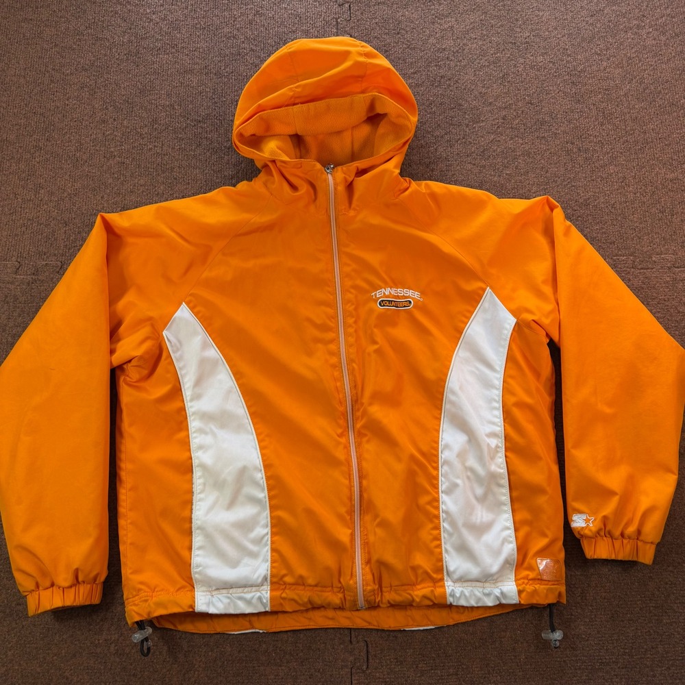 Starter Tennessee Volunteers Windbreaker Jacket Orange White Hooded Mens Medium
